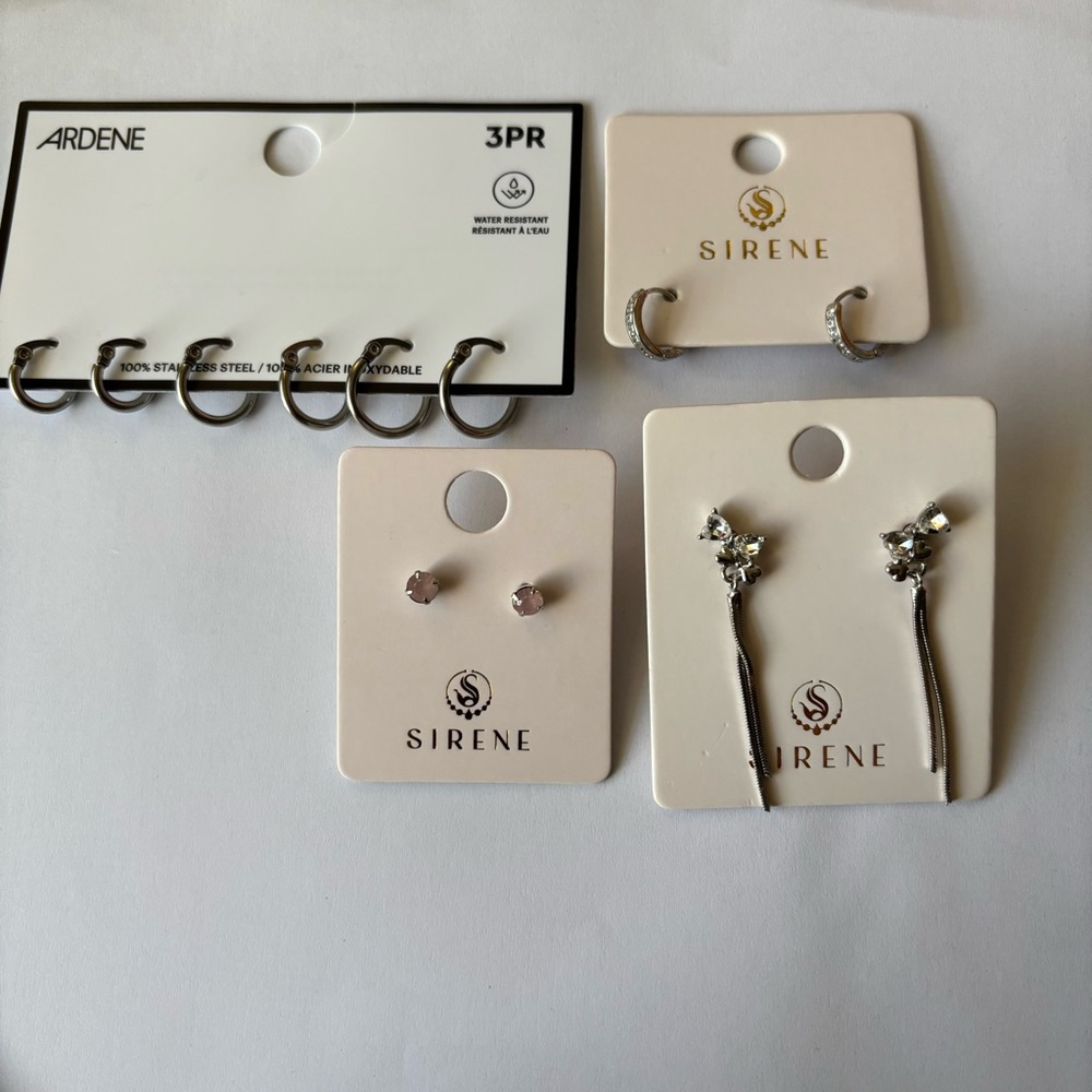 Ardene / Sirene Silver and Pink Earring Set